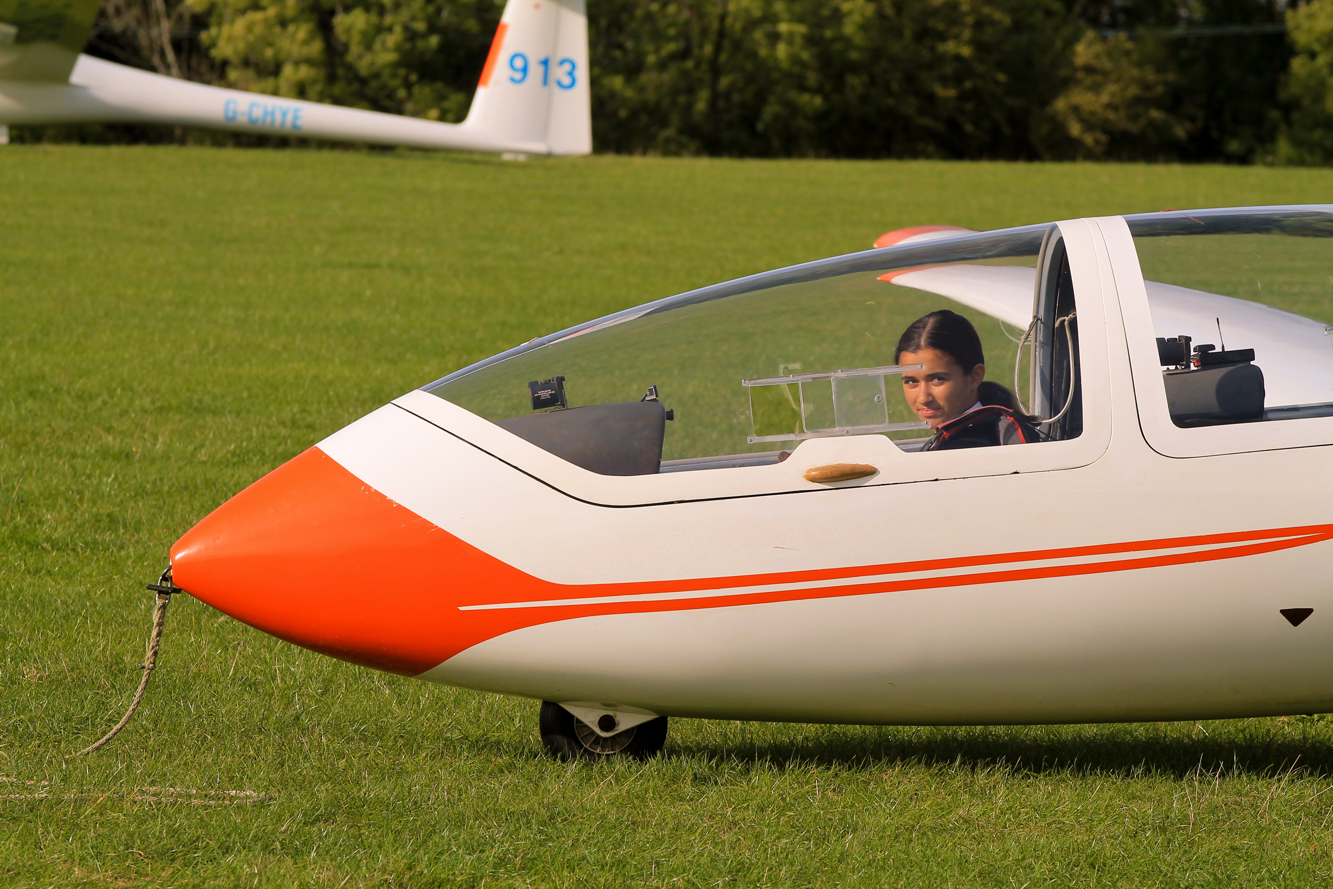 GDHFF student sat in glider
